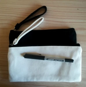 Bolsas de cosméticos de maquillaje de lona lisa ecológicas personalizadas manualidades para niños hágalo usted mismo estuches para bolígrafos - Imagen 1 de 4