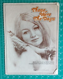 Vintage Sheet Music Those Were Days 1968 Gene Raskin Mary Hopkin Apple Records - Imagen 1 de 2