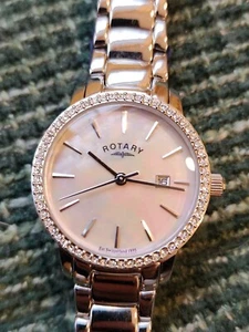 Rotary Rhine stones Ladies watch with MOP Dial Stainless Steel Holiday gift - Picture 1 of 5