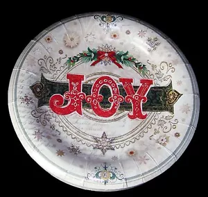 "Platos de postre para aperitivo de papel Punch Studio Joy 16 piezas vacaciones de Navidad 8" - Imagen 1 de 2