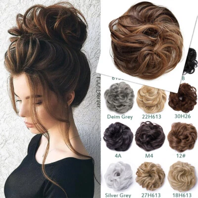 Grueso moño desordenado pieza de cabello crujiente extensión de cabello natural real para updo humano Foto 1 de 4