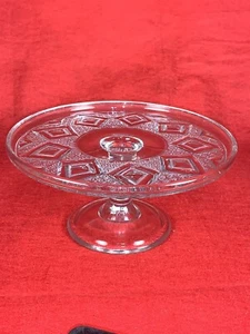Antique 1885 EAPG Bryce Glass Pedestal Cake Stand/Plate Diamond Medallions GRAND - Picture 1 of 8