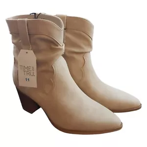 Damen-Cowgirl-Stiefel Größe 11 neu mit Etikett Western Cowgirl hellbraun lässig Knöchel Time Tru - Bild 1 von 4
