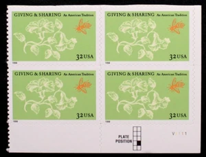 Estampillas en bloque de placas de Estados Unidos #3243 ~ 1998 32c dar y compartir RL02 - Imagen 1 de 1