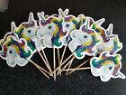 12 X Unicorn Cupcake Picks Cake Toppers Party Flags  Decoration Disney 