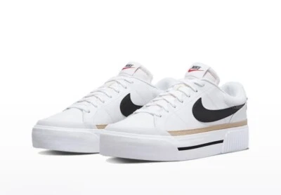 Nike Mujeres Court Legacy Lift Blanco Negro Informal Zapato de Plataforma DM7590-100 Foto 1 de 4