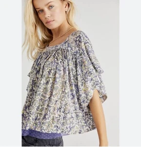 Blusa Top Free People Floral Puesta de Sol Boho Cottagecore Talla S Colorido Festival - Imagen 1 de 15