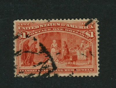 USA Scott # 241 VF Used $1 Columbian US Stamp Cat $525 - Image 1 of 2