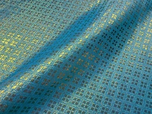 SKY & GOLD DIAMOND METALLIC BLING BROCADE FABRIC CRAFT DRAPE TABLECLOTH 45' BTY - Picture 1 of 4