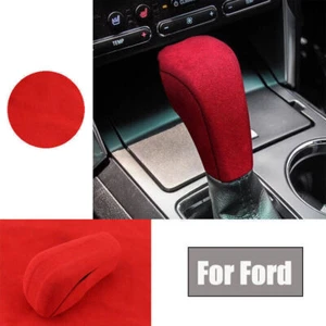 Red Suede Leather Car Gear Shift Knob Cover Trim For Ford Explorer 2016-2017 - Picture 1 of 6