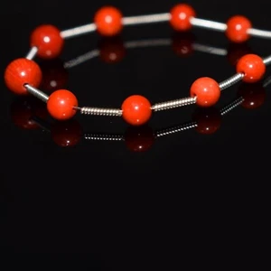 5-6MM Beautiful Red Coral Smooth Round Gemstone 4" Beads Handmade Jewelry making - Picture 1 of 3