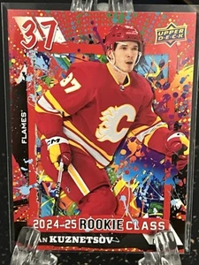 YAN KUZNETSOV----2024-25 UPPER DECK----RED---ROOKIE CLASS----FLAMES - Picture 1 of 2