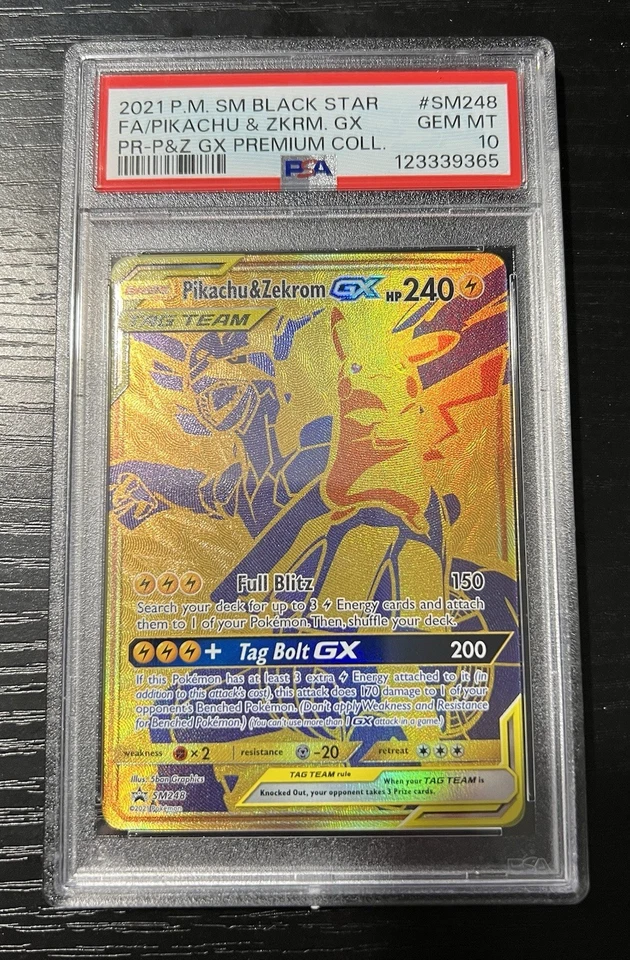 PSA 10 Pokemon Pikachu & Zekrom GX Tag Team Holo Sun&Moon Black Star Promo SM248 - Image 1 of 2