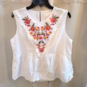 Cottagecore Womens Top Large Floral Embroidered Coquette Boho Babydoll 13405 - Picture 1 of 9