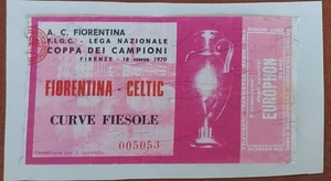 BIGLIETTO FIORENTINA CELTIC 18 MARZO 1970 QUARTI FINAL COPPA CAMPIONI TICKET - Picture 1 of 1
