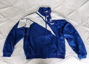 New Vintage 1990s Reebok Track Jacket Windbreaker Medium Blue Lined HipHop Retro - Picture 1 of 12