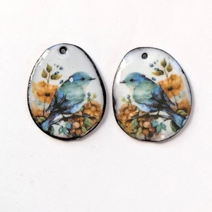 Dijes de cobre esmaltado pájaros azules espejados (19325) - Imagen 1 de 7