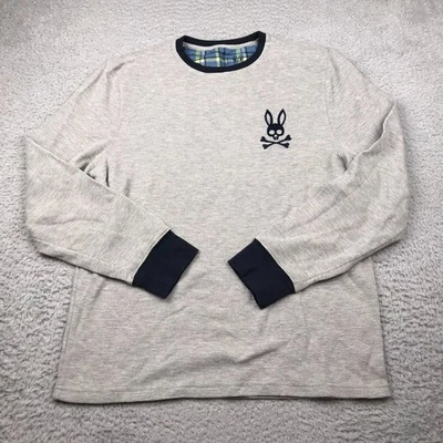 Camisa Térmica Psycho Bunny Para Hombres XL Gris Tejido Gofre Bordado Logo Cuello Redondo Foto 1 de 4