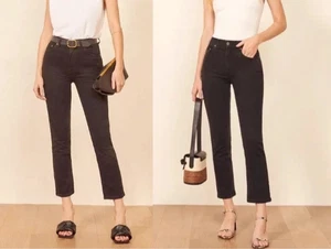 Reformation Jeans 26 Liza High Straight Crop Faded Black Denim - Bild 1 von 13