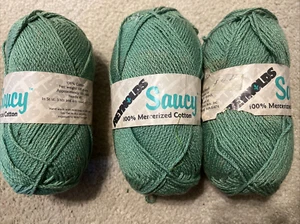 Lot of 3 Skeins Reynolds Saucy Sport Yarn 100% Cotton Color GREEN 529 - Picture 1 of 6