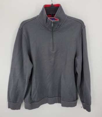 Le Tigre Sweater Mens Medium Gray Quarter Zip Mock Neck Pullover Banded Waist - Image 1 of 4