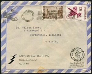Argentina Buenos Aires Olivos Yacht Club Airmail Cover + Card 1966 Latin America - Picture 1 of 3