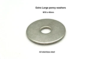 Extra Large Penny Washers, A2 Stainless Steel M10 x 40mm. DIN9021 - Picture 1 of 9