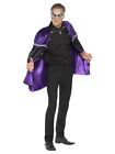 NEW Phantom Masquerade Vampire Cape Black & Purple Men's Halloween Fancy Costume