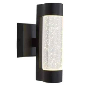 Home Decorators Collection Ansel Black Bubble Glass LED Exterior Cylinder Light - Picture 1 of 10