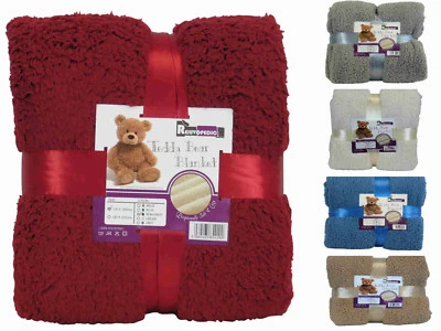REJUVOPEDIC Fleece Blanket Sofa Throw / Bed Throw / Bedspread "Teddy Bear " Throwover