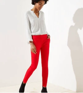 Nuovo con etichette - Pantaloni eleganti Ann Taylor Loft Marisa rossi piatti davanti gamba skinny taglia 4 - Foto 1 di 7