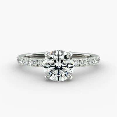 Anillo de diamantes de platino 950 certificado IGI o GIA redondo real 1,30 quilates talla 5 6 7 8 Foto 1 de 4