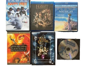 Lot 6 DVD Blu Ray Movies Wonder Woman Hobbit Nausicaa Lion King Dark Crystal - Foto 1 di 2