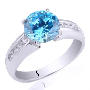 Klassischer Damen-Verlobungsring 8 mm runder Stein S925 Sterlingsilber Bandgröße 6-9 - Bild 1 von 12