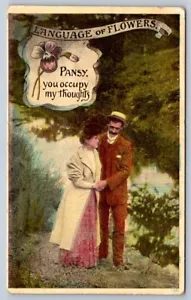 Language Of Flowers, Pansy, You Occupy My Thoughts, Antique H Garner Postcard - Picture 1 of 2