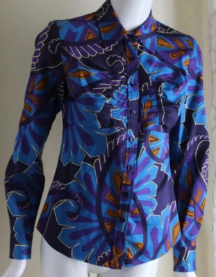Blusa Camisa Top ETCETERA -Talla 2 XS WILD Art-to-Wear MOD FUNKY Algodón Plisado Foto 1 de 4