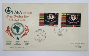 1959 ACCRA GHANA HONOURS AFRICA FREEDOM DAY FIRST DAY COVER - Picture 1 of 2