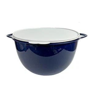 TUPPERWARE Jumbo THATSA Bowl 14 L / 59 CUPS Dark Blue w/ White lid - Picture 1 of 6