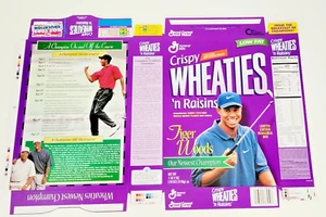 TIGER WOODS Crispy Wheaties Unfolded Cereal Box Flat 18 oz Box Vintage 1995 - Picture 1 of 2