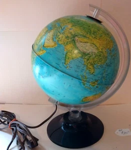 Vintage Rand McNally Lighted 8" Physical Political World Globe / Night Lamp - Picture 1 of 9