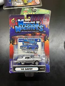 * New Muscle Machines DieCast 1:64 Chrome Silver Plymouth '63 Savoy #GS02-07 - Picture 1 of 2