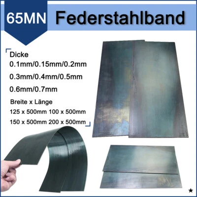 0.1/0.2/0.3/0.4/0.5~0.7mm Dicke 65MN Federstahl Platte Blech 100/150/200mm Breit - Bild 1 von 4