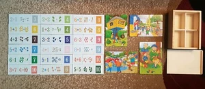 Lot of Puzzle Math Caillou Wooden Storage Box Mark on Back - Picture 1 of 6