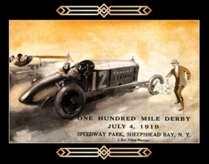 1919 Sheepshead Bay New York Speedway Auto Racing Small Space Poster Art Print - Picture 1 of 2
