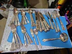 VTG 1956 WM A ROGERS VALLEY ROSE PATTERN SILVERWARE, SERV FOR 8 Pieces 56 - Picture 1 of 13