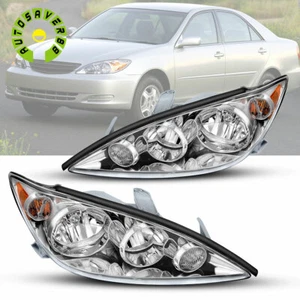 Headlights Assembly for 2005-2006 Toyota Camry Sedan Chrome Amber Headlamp 05-06 - Picture 1 of 9