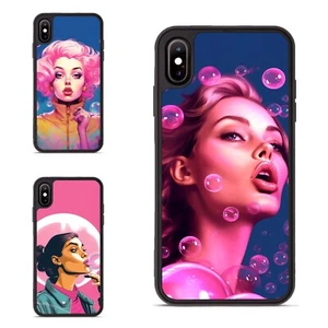 TPU Phone Cover pink bubbles around girl For iPhone XS 11 12 13 14 15 16 - Picture 1 of 25