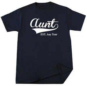 Aunt EST T-shirt Personalized Christmas Birthday New Auntie Mothers Day Gift - Bild 1 von 3