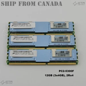 12GB (3x4GB) Micron Server Memory Ram 2Rx4 PC2-5300F MT36HTF51272FY - Picture 1 of 2