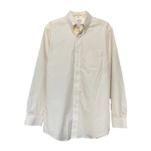 Brooks Brothers Shirt Mens 15.5 4/5 Cream Ivory Button Non-Iron Long Sleeve - Picture 1 of 8